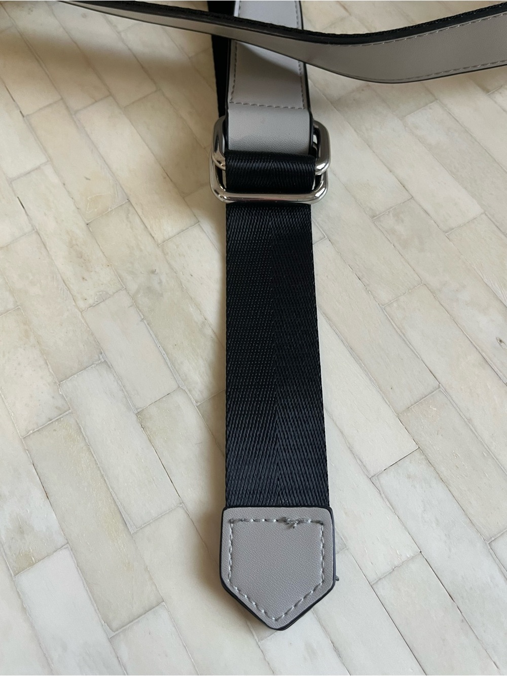 Upper West Side Barrel Bag Vegan Leather Adjustable/Removable Strap Black/Gray - Picture 6 of 16